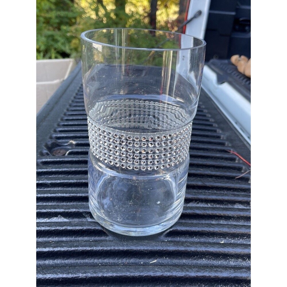 8” Glass Vase With Rhinestone Band